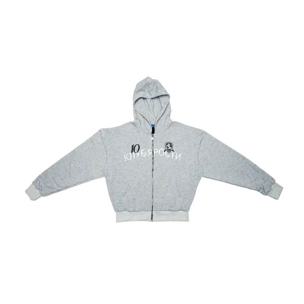 N.R.F.C : CLUB OF FURY DOUBLE LAYERED WARM UP HOODIE LIGHT GREY